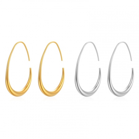 Immagine di Classico Elegante Orecchini Circolari All'Ingrosso, Goccia Multicolore 304 Acciaio Inossidabile, Donne Regalo Fornitura di Gioielli, 40mm x 29mm, 1 Paio