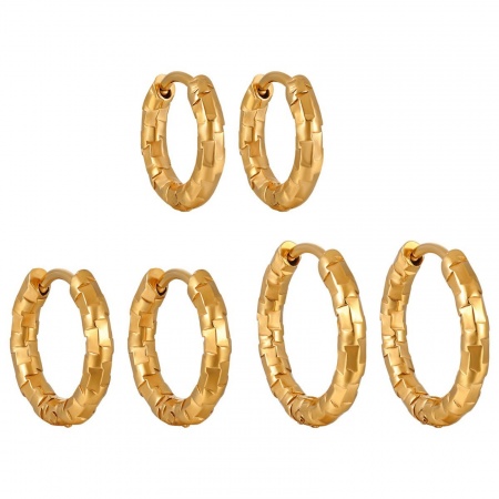 Immagine di Classico Elegante Orecchini Ad Anello Abbraccio All'Ingrosso, Sezione Multicolore 304 Acciaio Inossidabile, Unisex Regalo Fornitura di Gioielli, 1 Paio