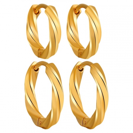 Immagine di Classico Elegante Orecchini Ad Anello Abbraccio All'Ingrosso, Tondo Ritorto Multicolore 304 Acciaio Inossidabile, Unisex Regalo Fornitura di Gioielli, 1 Paio