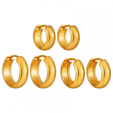 Immagine di Classico Minimalista Orecchini Ad Anello Abbraccio All'Ingrosso, Multicolore 304 Acciaio Inossidabile, Unisex Regalo Fornitura di Gioielli, 1 Paio