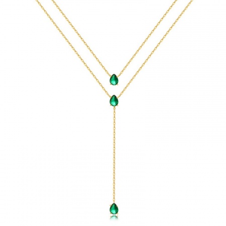 Immagine di Goccia Nappine Multistrato Collana All'Ingrosso, Multicolore Ottone + Zircone Cubico Catena a Cavo, Donne Stile Ins Elegante Regalo Gioielli Per Rivenditore, 38cm + 5cm Lunghezza, 1 Pz