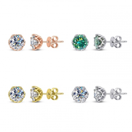 Immagine di Stile Ins Elegante Orecchini a Perno All'Ingrosso, Multicolore Ottone, Donne Regalo Fornitura di Gioielli, 7mm Dia., 1 Paio