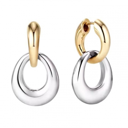 Immagine di Elegante Elegante Orecchino All'Ingrosso, Multicolore Ottone, Donne Regalo Fornitura di Gioielli, 28mm x 16mm, 1 Paio