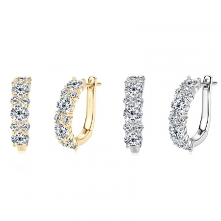Immagine di Squisito Elegante Orecchini Ad Anello Abbraccio All'Ingrosso, Trasparente Circonio Cubico Multicolore Ottone, Donne Regalo Fornitura di Gioielli, 17.8mm x 4mm, 1 Paio