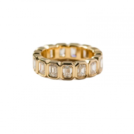 Picture of Wholesale Women's Gift Rectangle Clear Cubic Zirconia Unadjustable Rings, 18K Gold Plated Brass, Exquisite Stylish Jewelry Supply, 1 Piece