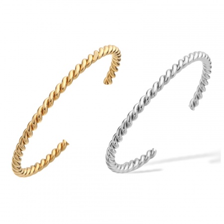 Immagine di Intrecciato 304 Acciaio Inossidabile Aprire Braccialetti All'Ingrosso, Multicolore Ecologico, Donne Retrò Elegante Regalo Fornitura di Gioielli, 6.2cm Dia., 1 Pz