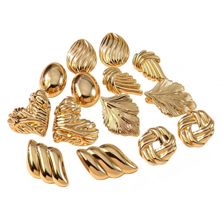 Immagine di Wholesale Hip-Hop Simple & Casual Ear Post Stud Earrings, Geometric 18K Gold Plated 304 Stainless Steel, Women's Gift Jewelry Supply, 1 Pair