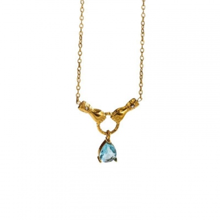Immagine di Wholesale Hand Drop Pendant Charm Necklace, 18K Gold Plated 304 Stainless Steel Link Cable Chain, Women's Vacuum Plating Stylish Dainty Gift Jewelry For Retailer, 1 Piece