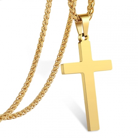 Immagine di Wholesale Cross Pendant Charm Necklace, Multicolor 304 Stainless Steel Braided Rope Chain, Unisex Vacuum Plating Stylish & Casual Hip Hop Gift Jewelry For Retailer, 1 Piece