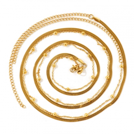 Picture of Wholesale Flat Snake Chain Body Waist Belly Chain Necklace, Multicolor 304 Stainless Steel, Women's Eco-friendly Exquisite Stylish Gift Jewelry For Retailer, 70cm(27.6") + 15cm(5.9") long, 1 Set ( 2 PCs/Set)