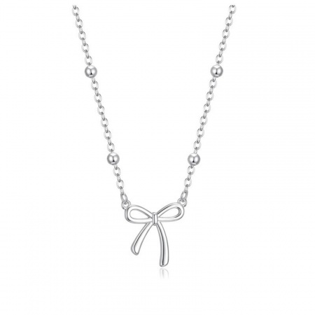 Picture of Wholesale Bowknot Pendant Charm Necklace, Multicolor 304 Stainless Steel Link Cable Chain, Women's Cute Stylish Gift Jewelry For Retailer, 45cm(17.7") + 5cm(2") long, 1 Piece