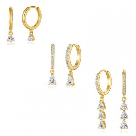 Picture of Wholesale Exquisite Stylish Hoop Earrings, Clear Cubic Zirconia Multicolor Brass, Women's Gift Jewelry Supply, 1 Pair