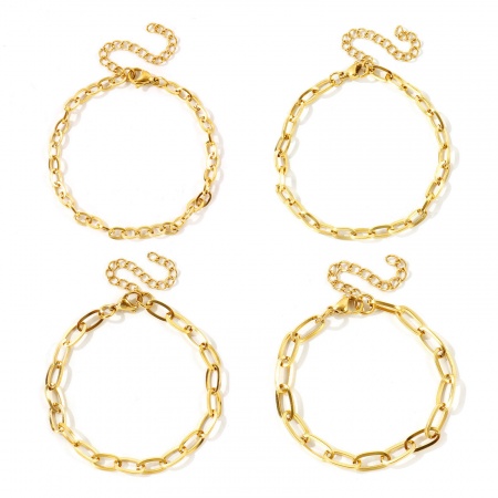 Image de Bracelets En Gros en 304 Acier Inoxydable, Chaîne de Trombone Respectueux de la Nature, aux Femmes Exquis À la Mode Cadeau Fournitures de Bijoux 17cm + 5cm long, 1 Pièce