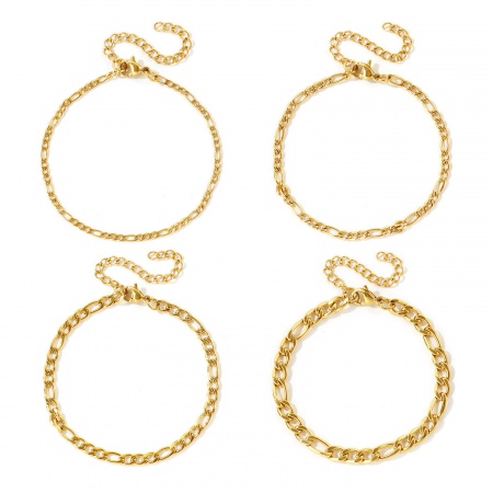 Image de Bracelets En Gros en 304 Acier Inoxydable, Chaîne Maille Figaro 3/1 Respectueux de la Nature, aux Femmes Élégant Minimaliste Cadeau Fournitures de Bijoux 17cm + 5cm long, 1 Pièce