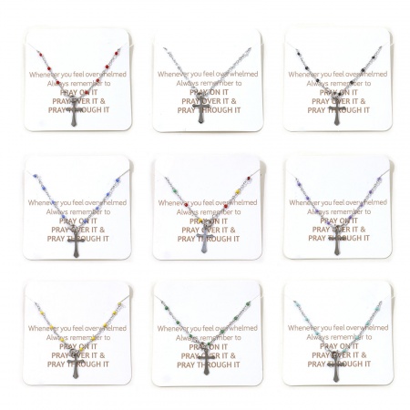 Picture of Wholesale Cross Enamel 304 Stainless Steel Link Cable Chain Charm Bracelets, Silver Tone Eco-friendly, Women's Religious Stylish Gift Jewelry Supply, 17.5cm(6 7/8") long, 1 Piece