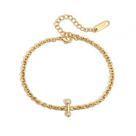 Picture of Wholesale 304 Stainless Steel Bracelets, 18K Gold Plated Vacuum Plating, Unisex Simple Stylish Gift Jewelry Supply, 1 Piece