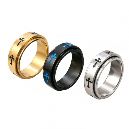 Image de Wholesale Unisex Gift Cross Enamel Rings, 304 Stainless Steel, Stylish & Casual Punk Jewelry Supply, 1 Piece