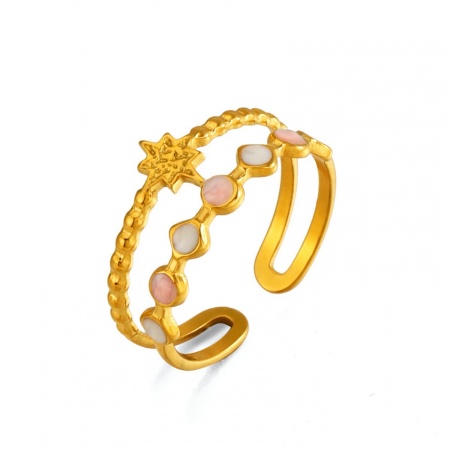 Image de Wholesale Women's Gift Open Rings, 18K Gold Plated 304 Stainless Steel, Vacuum Plating Stylish Simple & Casual Jewelry Supply, 1 Piece