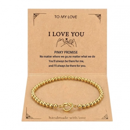 Picture of Wholesale Knot 304 Stainless Steel Beaded Bubble Bracelets, 18K Gold Plated Vacuum Plating, Unisex Simple Stylish Gift Jewelry Supply, 1 Piece