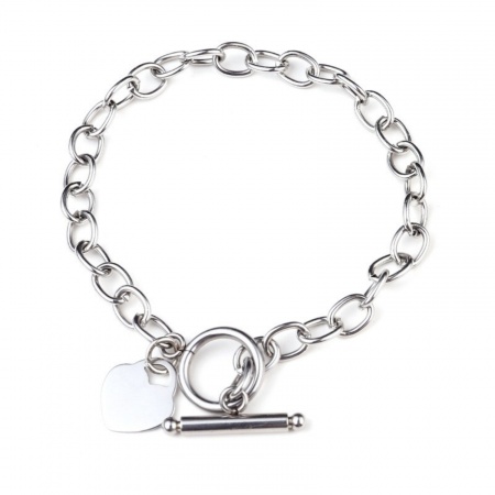 Picture of Wholesale Heart 304 Stainless Steel Rolo Chain Bracelets, Vacuum Plating, Unisex Simple Stylish Gift Jewelry Supply, 1 Piece