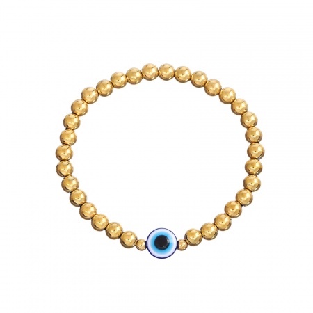 Picture of Wholesale 304 Stainless Steel Beaded Bubble Bracelets, 18K Gold Plated Vacuum Plating, Unisex Simple Stylish Gift Jewelry Supply, 1 Piece