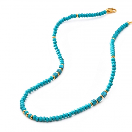 Picture of Wholesale Green Blue Necklace, 18K Gold Plated Turquoise & Brass Women's Elegant Retro Gift Jewelry For Retailer, 1 Piece