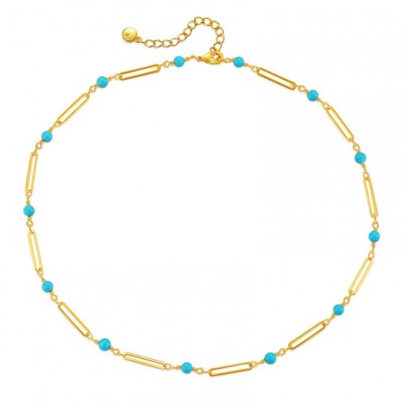 Picture of Wholesale Paperclip Link Chain Necklace, 18K Gold Plated Brass, Women's Boho Chic Bohemia Stylish Gift Jewelry For Retailer, 39cm(15.4") + 6cm(2.4") long, 1 Piece