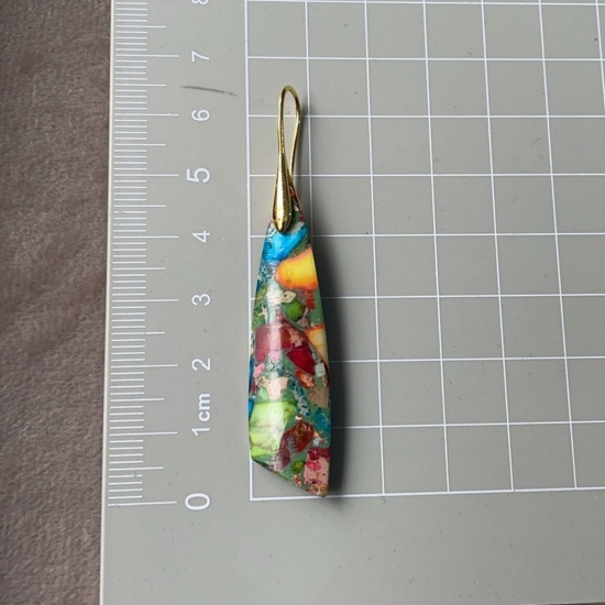 Image de Wholesale Ethnic Retro Earrings, Drop Multicolor Stone & Brass, Women's Gift Jewelry Supply, 6.5cm, 1 Pair