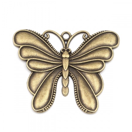 Zinc Based Alloy Insect Pendants Butterfly Animal Antique Silver Color (Can Hold ss6 Pointed Back Rhinestone) 66mm x 55mm, 2 PCs