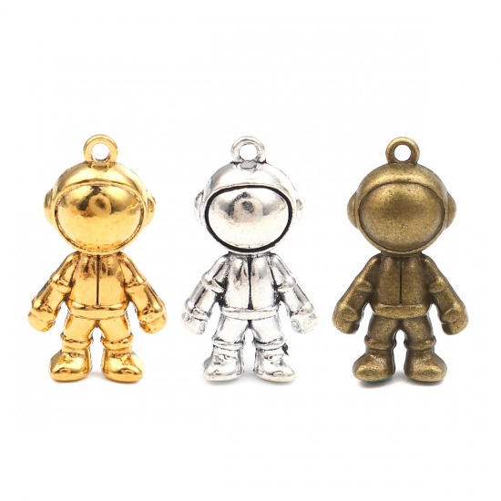 Picture of Zinc Based Alloy Galaxy Pendants Astronaut Spaceman Antique Silver Color 32mm x 18mm, 5 PCs