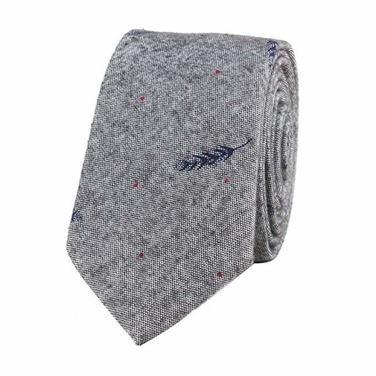 Picture of Cotton Men's Necktie Tie Leaf Gray 145cm x 6cm, 1 Piece