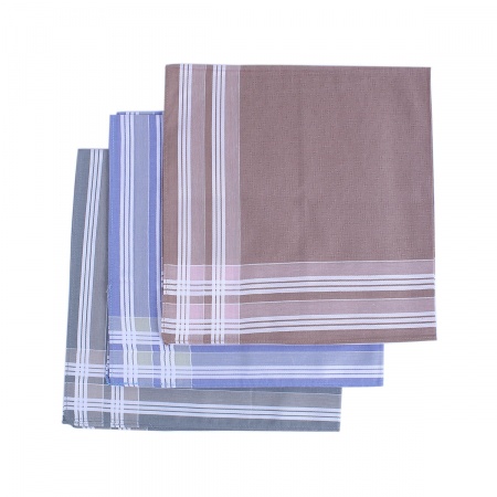 Cotton Handkerchief  Square Mixed Color 43cm x 43cm, 3 Sheets