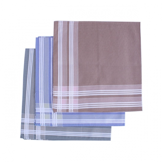 Image de Cotton Handkerchief  Square Mixed Color 43cm x 43cm, 3 Sheets