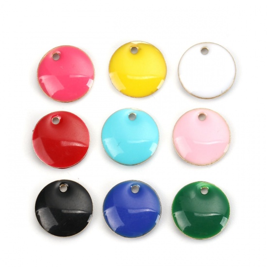 Immagine di Brass Enamelled Sequins Charms Multicolor Round