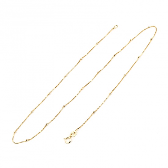 Picture of Sterling Silver Chopin Chain Necklace Gold Plated 40.6cm long, Chain Size: 1.4mm, 1 Piece