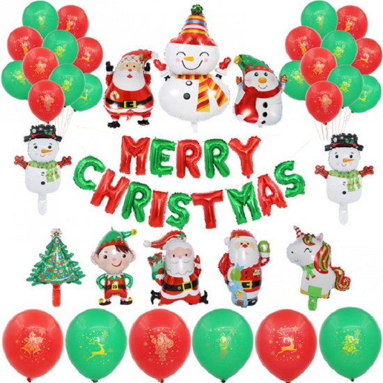 Immagine di Foglio di Alluminio Palloncino Multicolore Babbo Natale 1 Serie