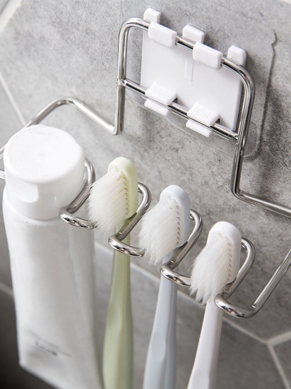 Imagen de 201 Acero Inoxidable Cepillo de dientes titular de pasta de dientes Blanco 11.8cm x 5.3cm, 1 Unidad