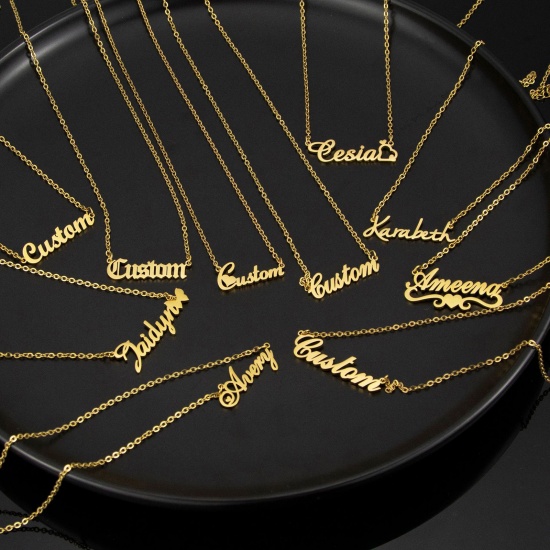 Bild von Customized Fashion Edelstahl Name Halskette Armband Personalisierte Brief Anhänger
