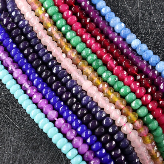 Picture of Spectrolite ( Natural ) Beads Abacus Gray Faceted About 6mm x 4mm, 1 Strand (Approx 82 PCs/Strand)