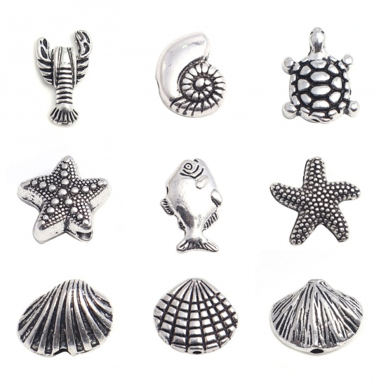 Изображение Zinc Based Alloy Ocean Jewelry Beads Lobster Antique Silver Color 17mm x 11mm, Hole: Approx 1.3mm, 100 PCs