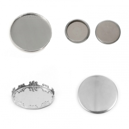 Acciaio Inossidabile Basi Ciondoli Cabochon Tono Argento 20 Pz