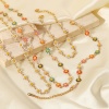 Picture of 304 Stainless Steel Ins Style Bracelets 18K Gold Plated Multicolor Daisy Flower Butterfly Enamel 17cm(6 6/8") long