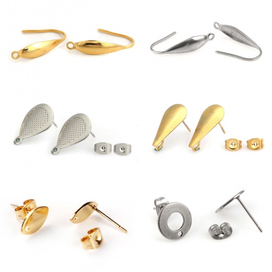 Picture of Stainless Steel Ear Post Stud Earrings Multicolor With Loop