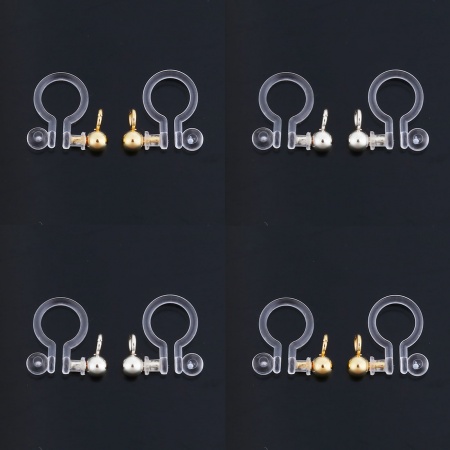 Harz & Edelstahl Kein Ohrloch Ohrklemme Rund Silberfarbe M/Öse 11mm x 11mm, 10 Stück