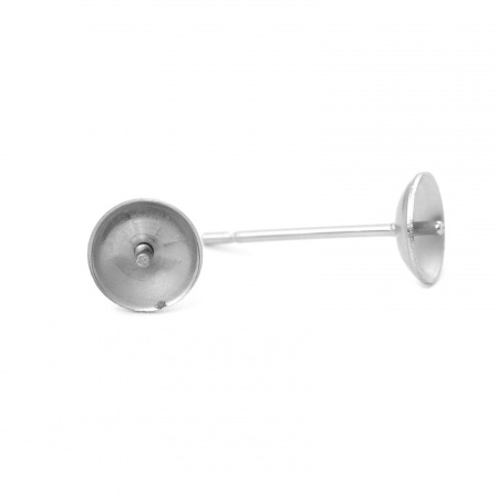 304 Stainless Steel Ear Post Stud Earrings Round Silver Tone 6mm( 2/8") Dia., Post/ Wire Size: (21 gauge), 30 PCs