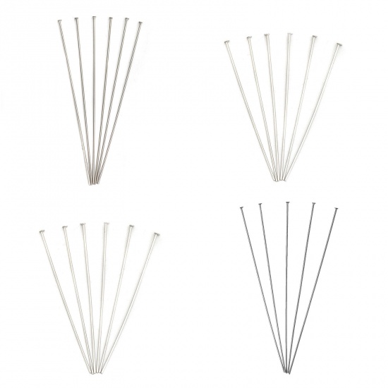 Изображение 304 Stainless Steel Head Pins Silver Tone 5cm(2") long, 0.7mm (21 gauge), 100 PCs