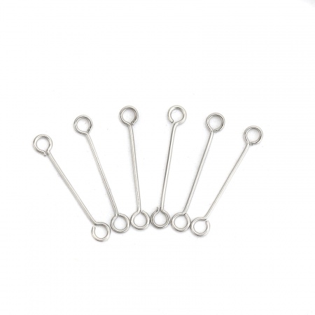 304 Acciaio Inossidabile Spilli Tono Argento 30mm Lunghezza, 0.7mm (21 misura), 100 Pz