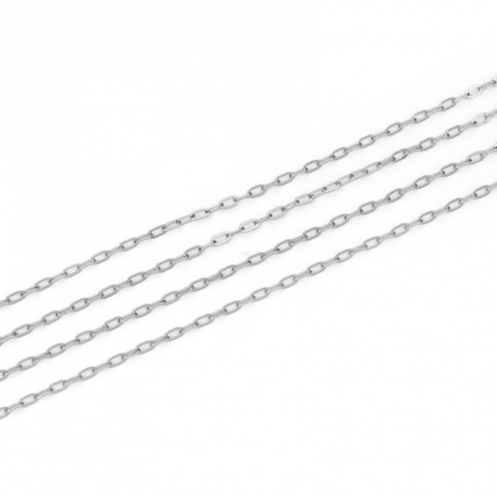 Picture of 304 Stainless Steel Soldered Link Cable Chain Silver Tone 3.2x1.7mm( 1/8" x 1/8"), 5 M