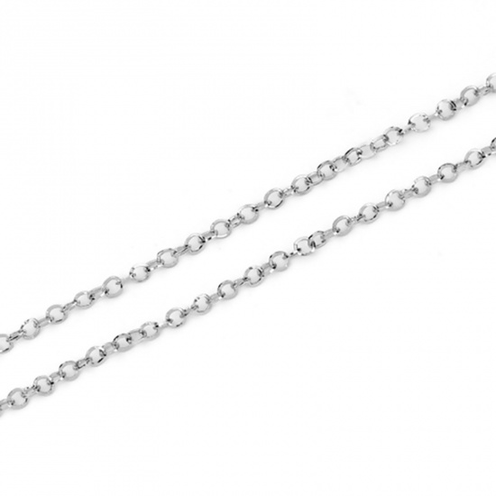 Picture of 304 Stainless Steel Soldered Rolo Chain Silver Tone 4mm( 1/8"), 5 M