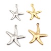 Bild von Edelstahl Ozean Schmuck Charms Seesterne Vergoldet 22mm x 20mm, 10 Stück